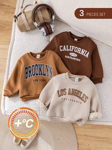 秋冬款3件套可爱休闲针织女婴字母图案长袖卫衣