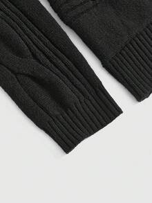 ROMWE Grunge Punk Punk Style Turtleneck Distressed Collar Oblique Shoulder Twist Knit Loose Cross Print Women Sweater - Black - View 4