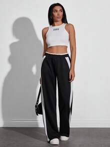 SHEIN Sweatpant Wide Leg Super Sporty - Black - View 5