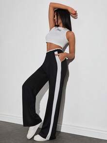 SHEIN Sweatpant Wide Leg Super Sporty - Black - View 4