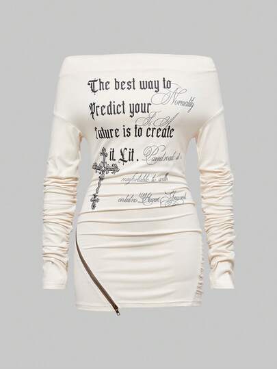 Grunge Punk ملابس علوية محبوكة بياقة عالية وأكمام طويلة ضيقة للنساء بطراز بانك رترو Y2K