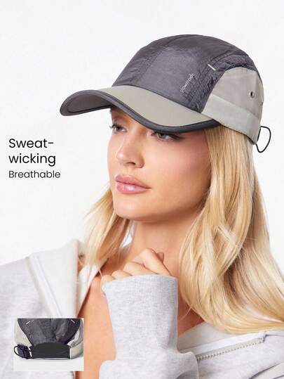 GLOWMODE Gorra activa de malla transpirable de 4 paneles con logotipo reflectante de colores, que absorbe la humedad y se seca rápido, para gimnasio, entrenamiento, senderismo, correr y actividades al aire libre