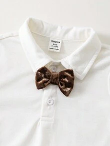 SHEIN 男宝宝秋冬可爱丝绒针织三件套西装：外套、裤子、衬衫，绅士装扮，适合生日派对、锐舞派对、晚宴、演出、婚礼、满月、洗礼、一周岁生日庆祝、婚礼宾客、婴儿洗礼等场合。 - 彩色 - 查看 9