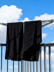 SHEIN 1/2/9-Piece Solid Color Jacquard Bath Towel Set, 100% Pure Cotton Lightweight & Quick-Absorbing. Thin & Portable For Travel, Business Trips, Home Use. Soft Terry Absorbent Fabric Face Or Bath Towel Options.