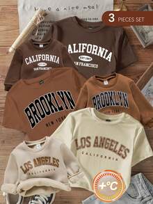 秋冬款3件套可爱休闲针织女婴字母图案长袖卫衣