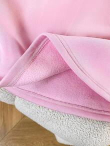 Resyla Plush Long Sleeve Casual Hooded Dress - Pink - View 5