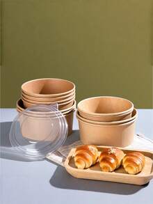 SHEIN 17盎司/500毫升 10/30/70/100个大号带盖纸碗，一次性汤碗，散装派对用品，适用于冷热食物、汤 - 500毫升/17盎司 - 查看 15