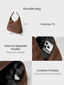 GLOWMODE 17L Unadjustable Textured Water-Resistant Shoulder Bag Fall Winter