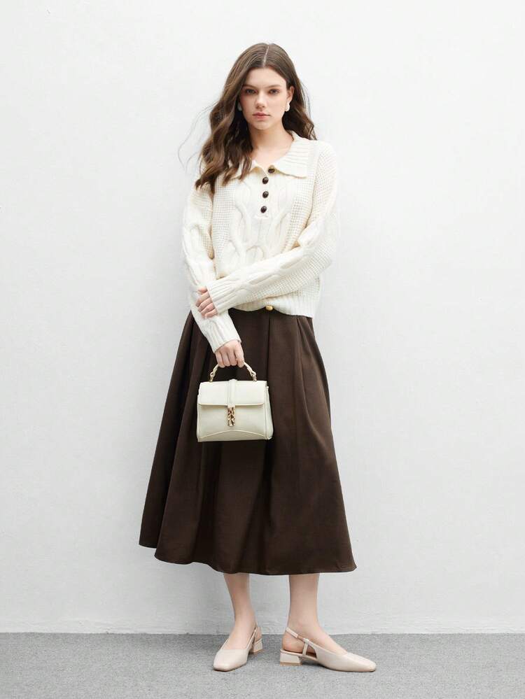 CUCCOO BIZCHIC Women's Round Toe Low Block Heel Beige All-Match Comfortable Commute Versatile Work & Casual Slingback Flats Spring Shoes