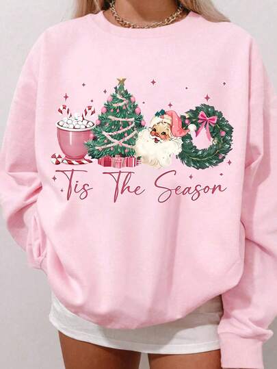 DrmWander Plus Size Christmas Sweatshirt, Plus Size Streetwear Pullover Top, Graphic Long Sleeve Crew Neck Hoodie