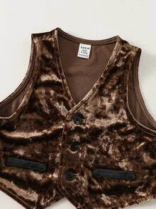 SHEIN 男宝宝秋冬可爱丝绒针织三件套西装：外套、裤子、衬衫，绅士装扮，适合生日派对、锐舞派对、晚宴、演出、婚礼、满月、洗礼、一周岁生日庆祝、婚礼宾客、婴儿洗礼等场合。 - 彩色 - 查看 8