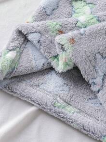 2pcs/Set Boys' Comfortable Soft Double-Sided Fleece Cartoon Dinosaur Pattern Crew Neck Long Sleeve Pajama Set, Light Gray Dinosaur Pajamas