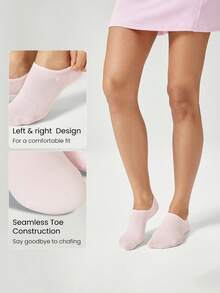 GLOWMODE 3 Pairs Invisible No-Show Socks Walk A Mile Soft Grip Daily Studio Workout Gym - Blush Crush - View 4