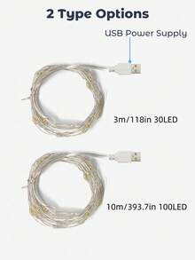 Teckwe 1 Stück 3M/10M LED USB betriebene Lichterkette, Feen Lichterkette mit Farbwechsel, funkelnde Weihnachtsbeleuchtung für Innenräume, Schlafzimmer, Weihnachtsbaum, Hochzeit, Party, Terrasse, Dekoration Fenster