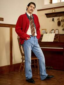 RivetRise Men's Light Blue Horseshoe Embroidered Slim Fit Flared Jeans - Light Wash - View 2