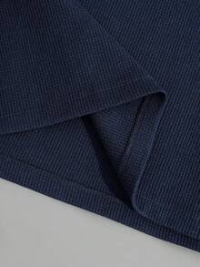 EURMUSE Men Waffle Fabric Relaxed Good Quality Regular Polo & Pants Homewear Set - Navy Blue - View 6