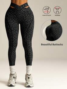 Slayform 1 Quần legging lửng họa tiết da báo gợi cảm liền mạch có độ co giãn cao dành cho nữ, cạp chéo, cạp chun, chạy bộ, tập thể dục, yoga, thể thao - Nhiều màu - Xem 1