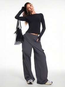 GLOWMODE 别致温暖系列 Swift 温暖羊毛混纺柔软舒适臀部长度隐藏拉链口袋拇指孔圆领长袖上衣秋冬户外日常休闲装 - 黑色 - 查看 8