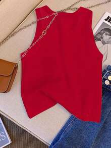 INAWLY 女士雪花刺绣圆领上衣，适合圣诞节穿着 - 紅色 - 查看 2