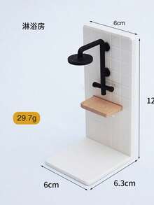 一套1：12比例的娃娃屋浴室家具玩具，浴室场景摆件，娃娃屋淋浴房内一张雅致的梳妆台，一个迷你仿真秤，一个仿真马桶，一个浴缸，一个水龙头，一个毛巾架，打造属于您自己的精彩小娃娃屋世界！ - 彩色 - 查看 8