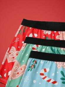 Bộ 3 quần lót nam thoải mái họa tiết người bánh gừng và cây thông Noel nhiều màu sắc, dành cho thiếu niên và bé gái - Nhiều màu - Xem 5