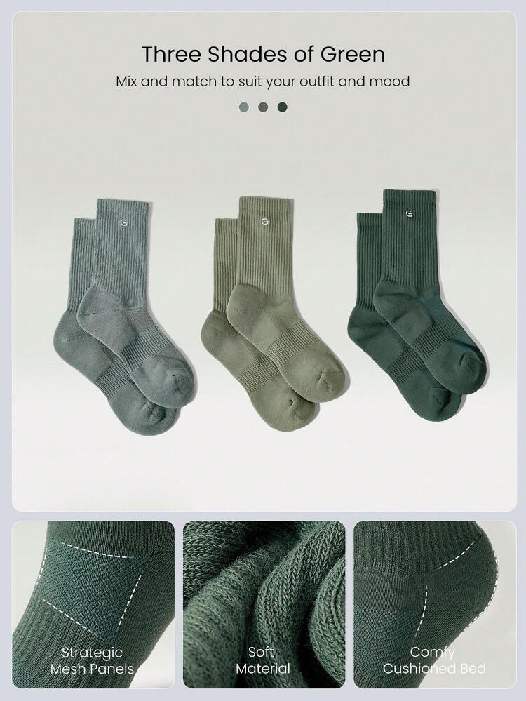 3 Pairs Socks Soft Ventilated Mesh With Embroidered Logo Workout Daily Casual
