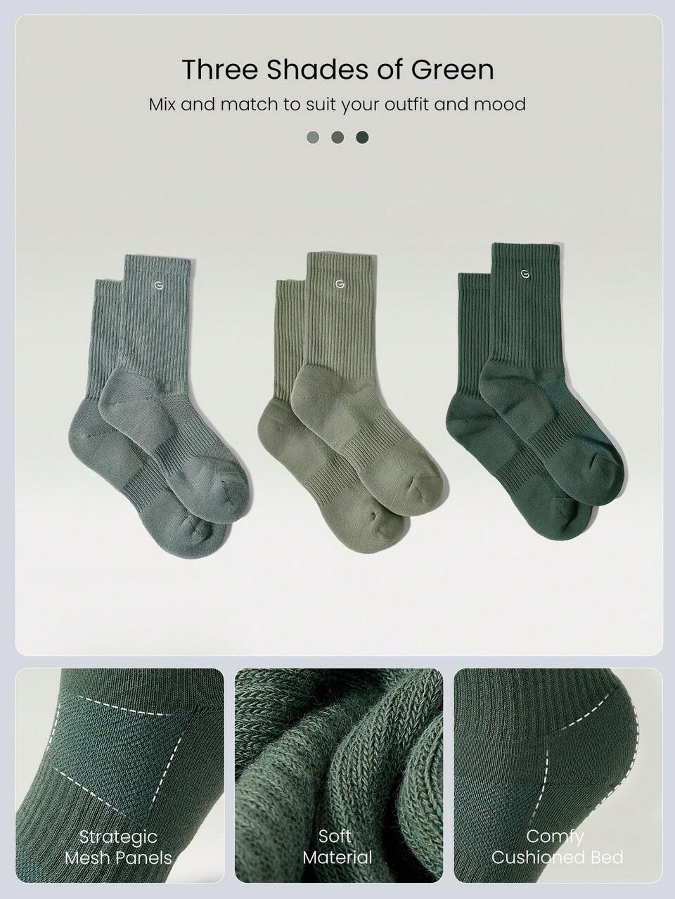 3 Pairs Soft Cotton Ventilated Mesh Socks