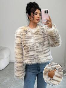 Selianne Chic Tiger Print Loose Women's Jacket, Autumn/Winter - Multicolor - View 3
