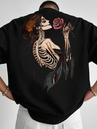 Manfinity EMRG Plus Size Men Skull Print Round Neck Short Sleeve Casual T-Shirt