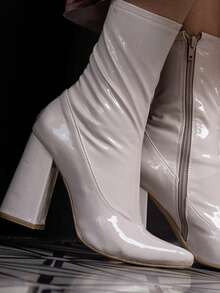 Women Mid-Calf Boots - Beige - View 3