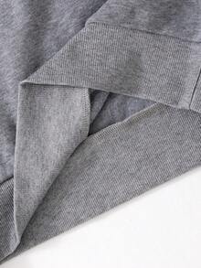 2 件套女童韩版休闲灰色运动衫配蝴蝶结和紧身裤套装 - 灰色 - 查看 8