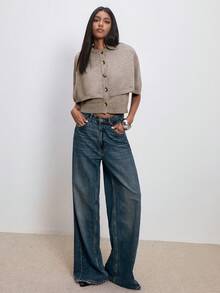 ATUI Studio Damen Mode Herbst Retro Nomaden Cape mit Knöpfen vorne, Rundhals Lässig Poloshirt Pullover Strickjacke, Herbstkleidung für Damen, Herbsttops für Damen, Herbstpullover, Westernmode für Damen, Boho Damenbekleidung, Country Outfits für Damen