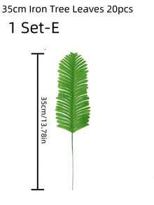 SHEIN 21 buc-frunze de palmier artificiale 7 feluri mari, mici, verde, frunze de palmier false, cu tulpini, pentru junglă, hawaian, luau, decorare pentru masă, nuntă, aniversare, decorare pentru petreceri tematice