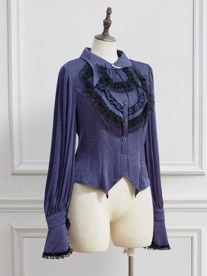 EDITION Chemise à manches longues col rabattu gothique vintage de grande taille