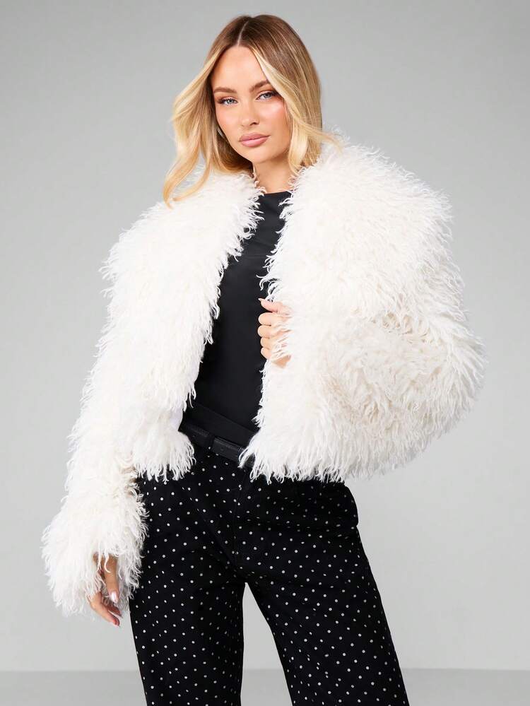 missguided ファーコート MISSGUIDED フェイクファーオープンフロントコート｜MISSGUIDED