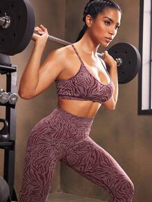 Powerista Women's Zebra Print Criss-Cross Back Sports Bra - Red - View 5