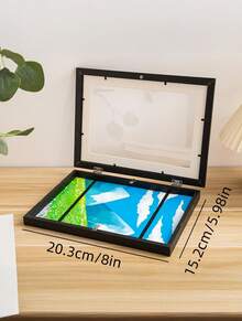 黑色磁性翻转框架装饰 8 英寸展示盒防碎前装式轻松更换无需工具壁挂式桌面支架现代家居画廊系统艺术品组合 - 黑色 - 查看 12