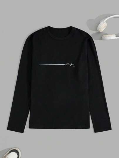 EURMUSE Men Crew Neck Long Sleeve Cotton Regular T-Shirt Gift For Boyfriend
