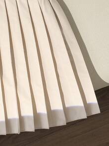 Tween Girl Horse Embroidery Pleated Skirt - Apricot - View 4