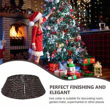 Cirelle 1pc, Christmas Tree Collar, Plastic Rattan Christmas Tree Skirt, Rural Decoration, Christmas Tree Skirt Base, Natural Woven Christmas Tree Fence, Farmhouse Paper Rope Christmas Tree Skirt, Holiday Rural Brown Base Cover For Christmas Tree Decoration, Christmas Decoration, Christmas Gifts - Brown - View 9