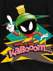 Looney Tunes X Manfinity Manfinity Joysei Camiseta de manga corta de cuello redondo con estampado de dibujos animados casual para hombre, verano - Negro - Ver 4