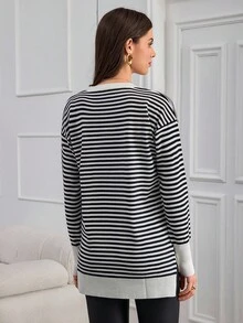 SHEIN Tall Hanorac cu mânecă lungă și guler rotund pentru femei, mărime înaltă