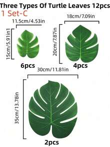 SHEIN 21 buc-frunze de palmier artificiale 7 feluri mari, mici, verde, frunze de palmier false, cu tulpini, pentru junglă, hawaian, luau, decorare pentru masă, nuntă, aniversare, decorare pentru petreceri tematice