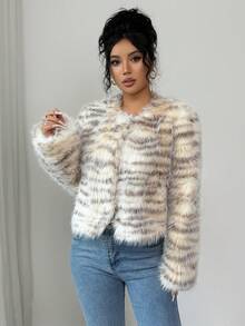 Selianne Chic Tiger Print Loose Women's Jacket, Autumn/Winter - Multicolor - View 5