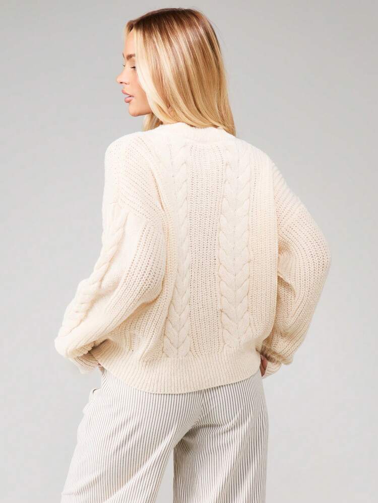 MISSGUIDED Cable Knit Button Front Cardigan Sweater With Polo Collar For Fall Winter