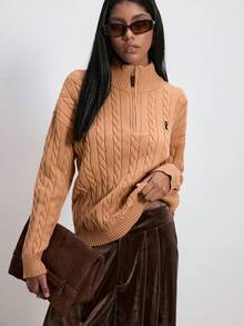 ATUI Studio Women's Knitted Sweater,Autumn Winter Long Sleeve Loose Casual Pullover,Camo,Occasion,School,Back-To-School,Christmas,New Year,Thanksgiving,Old Money - Yellow - View 3