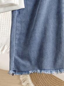 Genkimix Kids مجموعة من قميص ثقيل رقبة طاقم مع نمط الفيونكة وبنطال جينز ممزق للفتيات المراهقات، 2 قطعة