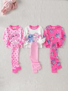 6pcs/Set Baby Girls' Minimalist Fashion Light Pink, Light Green And Beige Combination Leggings And Long Sleeve Bodysuits Pajamas - Multicolor - View 7