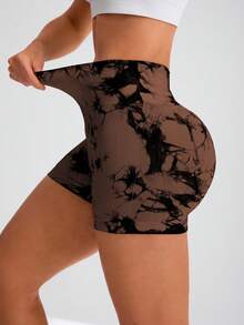 Core Rhythm 女士高腰扎染运动短裤，日常休闲装女士运动短裤、健身短裤、骑行短裤