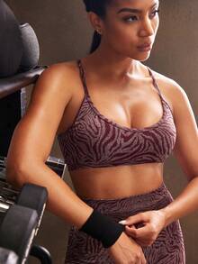Powerista Women's Zebra Print Criss-Cross Back Sports Bra - Red - View 6